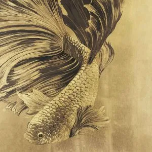 Afloat - Brown, Gold, Orange, Yellow, 27705-Afloat-Nero Black on Gilded Metallic Leaf