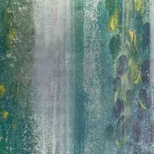 Waterfall - Blue, Green, 8900-Waterfall-Draping-Vines-on-Lacquered-Silver-Vinyl-Metalworks