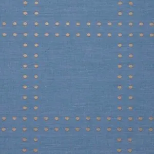 Rivets - Blue, Green, 5872-Rivets-Chrome-On-Blue-Cascade-Canvas-Linen